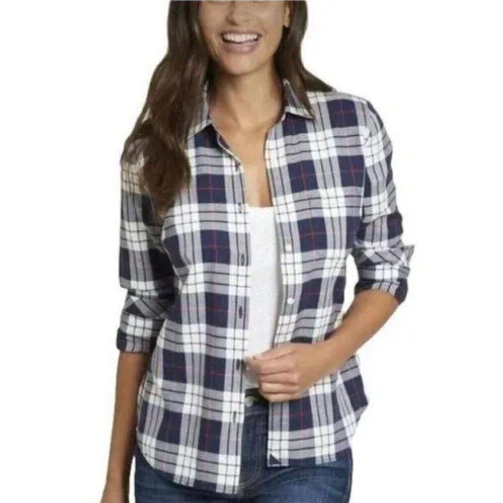 UNTUCKit Womens Sorbo Blue White Plaid Button‎ Down Long Sleeve Size 2